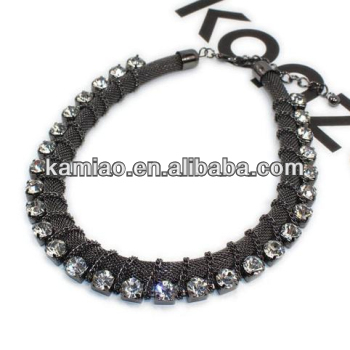 ladies design jewelry 2014 crystal laser cutting stainless steel necklace