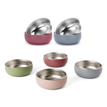 Stainless Steel Childrens Bowl Removable Silicone Sleeve