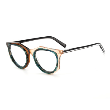 Colored Irregular Lamination Acetate Eyeglasses Irregular Lamination Acetate Glasses Factory