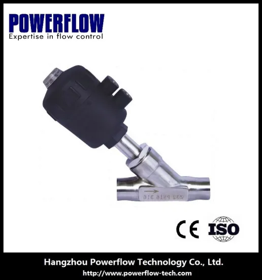 Pneumatic Angle Seat Valve with Plastic Actuator and Weld connection