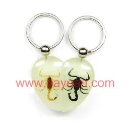 Supply Real Scorpion Amber 1+2 Heart Keychain For Gift