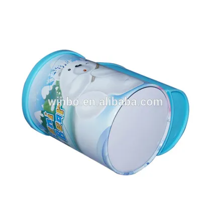 Tinplate round shape pen holder with two compartments