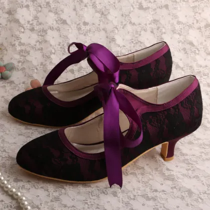 Low Heel Red Bridal Shoes Mary Jane