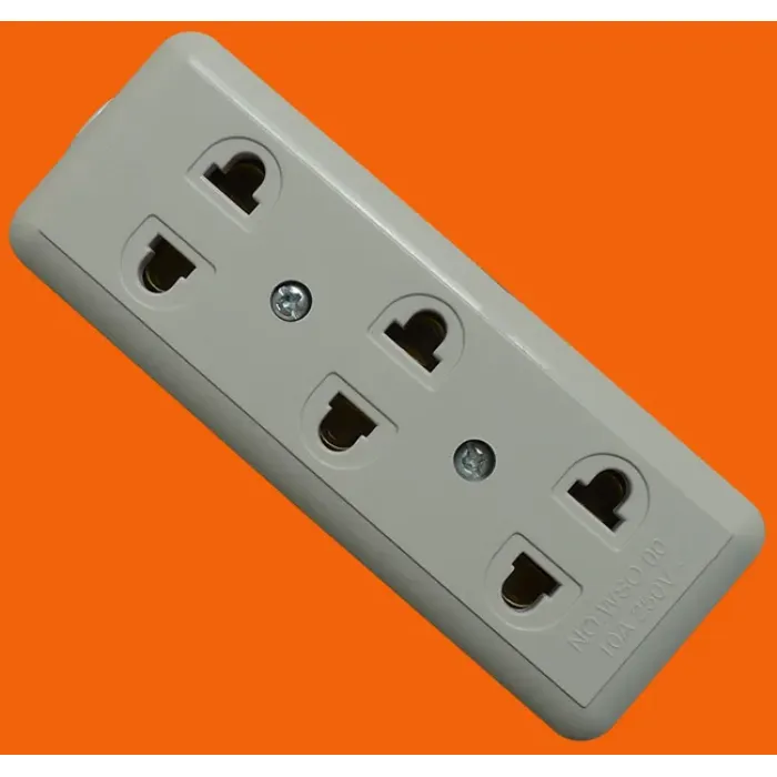 Soket Dinding 4 Tiang 2 Pin Datar AE6004