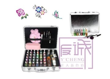 38 Colors Tattoo Pigment Temporary Glitter Tattoo Kit With Mini Air Compressor
