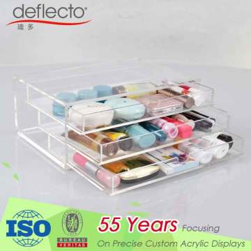 Fashion Acrylic makeup organizer with 3 drawers/Acrylic case/acrylic cosmetic box