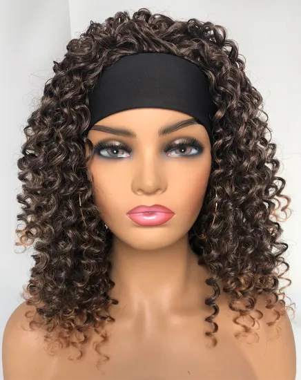 Hot selling High quality Acceptable customization colors  kinky curly attached wigs synthetic for black women headband wig
