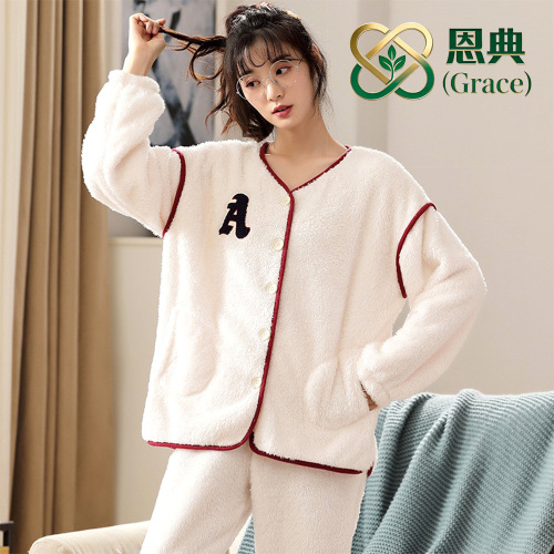 Conjunto de pijama confortável de algodão e veludo