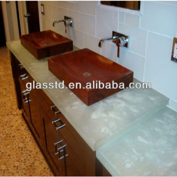 classy and unique one piece glass bathroom sink and countertop
