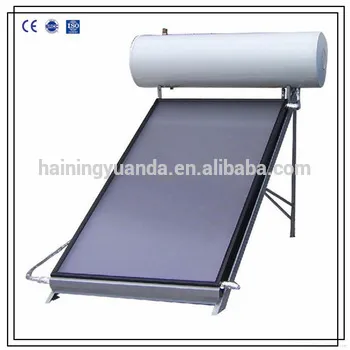 Pressurized flat panel solar hot water heater with blue chorme collector