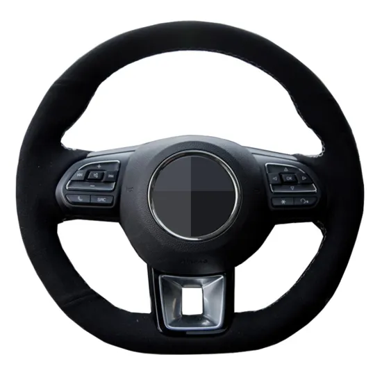 Car Steering Wheel Cover Hand-stitched Black Genuine Leather Suede For MG ZS HS 2017 2018 2019 2020 MG GS 2016-2020