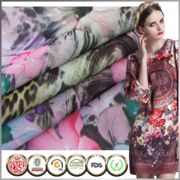 SGS Certified Semi digital printed Polyester chiffon fabrics for ladies dress