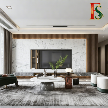 Full Wall Integrated Custom TV Background Display Cabinet