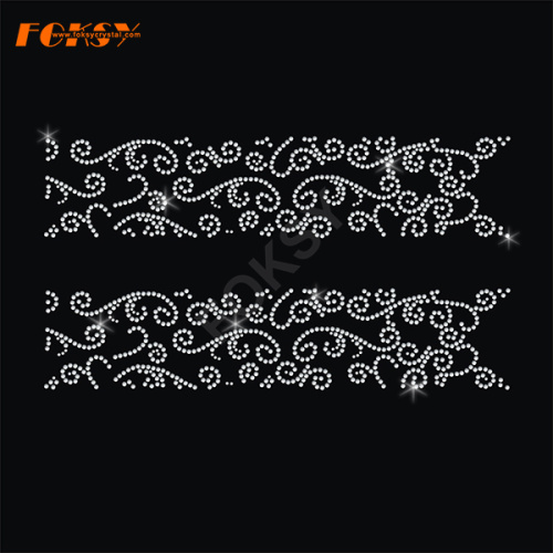 Swirl Cheer Bow Strip Heat Press Rhinestone Design