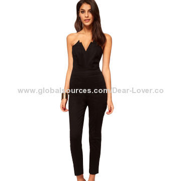 Pleated Bust Origami Jumpsuit, Made of 100% Polyester, Available in Various Sizes