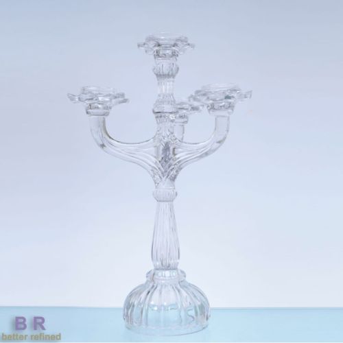 Bougeoir candélabre en verre cristal