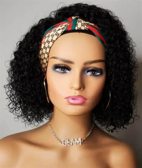 BIS Wholesale Headband Kinky Curl Wig For Black Women Raw Virgin Human Hair Cheapest Headband Wigs 150 Density Brazilian Hair