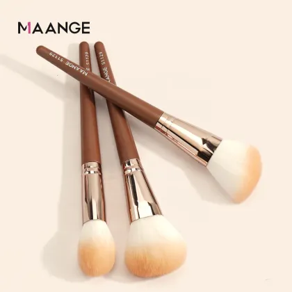 Professional Highlight Brush Set - MAANGE 3pcs Champagne Makeup Powder Brushes