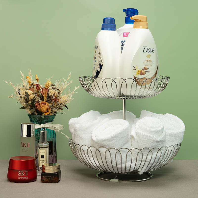 2-tier fruit basket with bathroom accessories