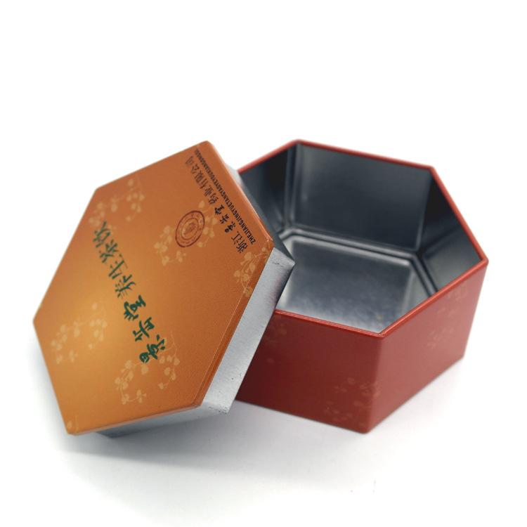 Hexagon tinplate box Nutritional health product tin box