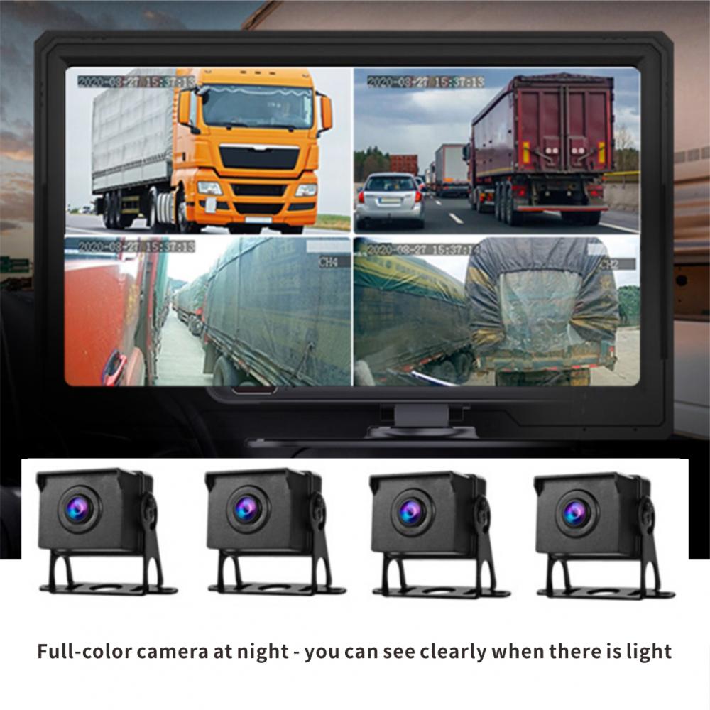 Truck Driving Recorder Ips Screen Ultra High Definition 4g Remote Monitoring Matte Night Vision 360 Degree Panoramic Four Way Monitoring 10 Inch Engineering Vehicle Fire Truck Truck