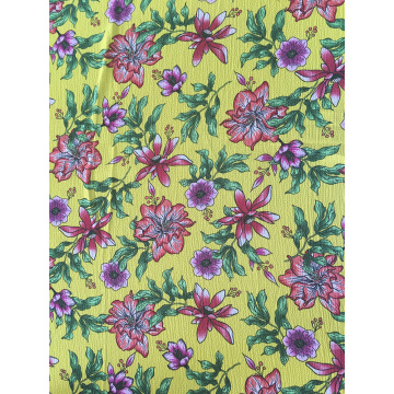 Flower Design Polyester Bubble Chiffon Printing Woven Fabric