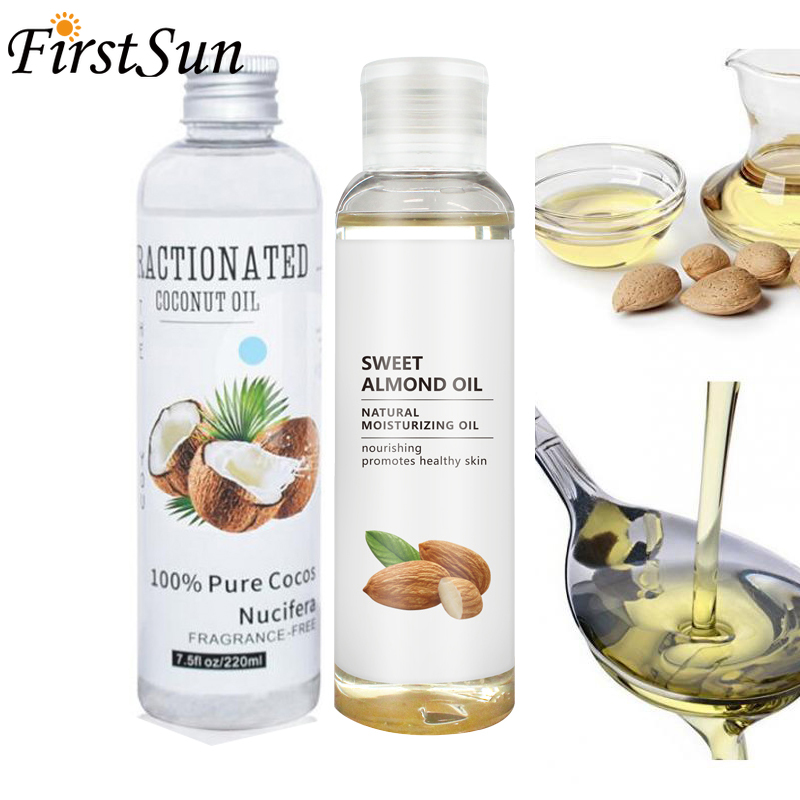 Organic Natural Sweet Almond Oil Pure Coconut Oil for Skin Body Massage Spa Oil Face Care Essential Oil Hair Treatment 100ml