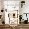 Large Luxury 4-Level Indoor Wooden Cat Tree with Durable Strong Structure and Resting Platforms