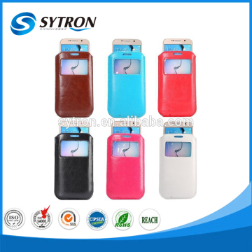 High Quality 5 Inch Universial Pouch Pu Leather Pouch Case For Sony Xperia Z2 with window made in Chia