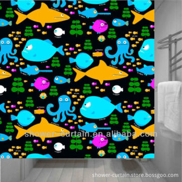bright color ocean style water-repellent polyester shower curtain