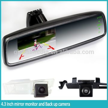 2016 new design 4.3inch high brightnedss rearview mirror monitor with hot keys and auto backup display