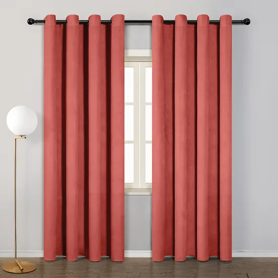 High Quality Luxury Custom Solid Pattern Yarn Dyed Red Velvet Curtain