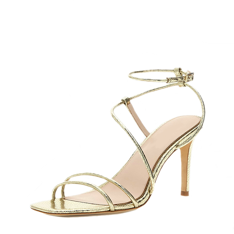 Snake print stiletto heel sandals