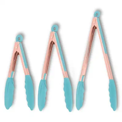 Silicone Kitchen Tongs Silicone Tips Set of 3 Heat Resistant Tongs Serving Food