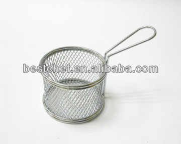 Round Mini deep fryer basket, stainless steel basket, Chips basket for Fast food shop