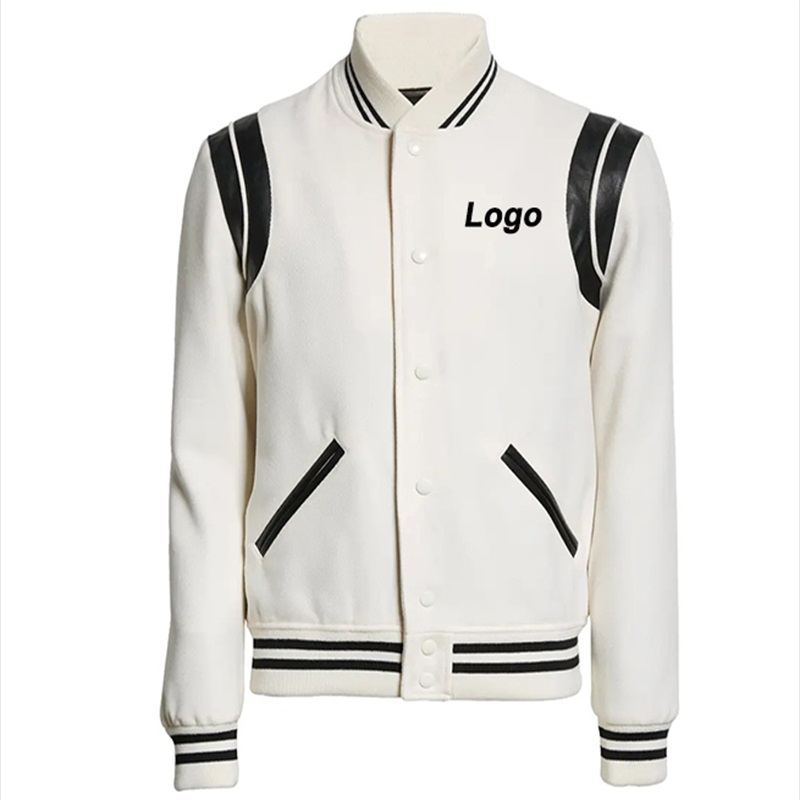 Chaqueta de béisbol de hombres blancos personalizados