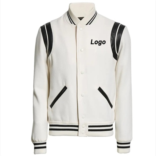 Jaqueta de beisebol masculino branco personalizado