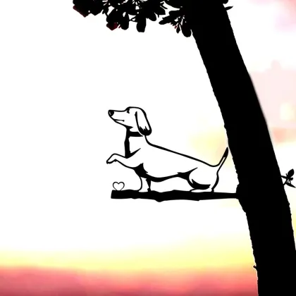 Iron Metal Sausage Dog Puppy Logo Hollow Decoration Wall Art Handicraft Dachshund