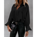 Womens VNeck Long Sleeve Formal Shirts