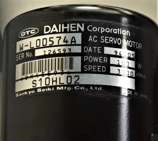 Sankyo OTC DAIHEN W-L00694 100w AC Servo Motor