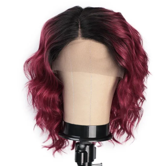 Aisi Hair Human Hair Ombre Red Short Bob Swiss Lace Wigs Body Wave 100% Brazilian Human Hair Lace Front Wigs For Black Women
