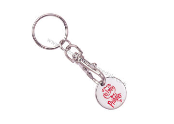 Soft Enamel Supper Market Trolley Coin With Nickel Plating And Key Chain Attached
