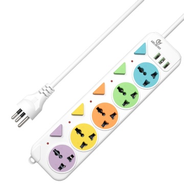 Colorful Power Strip with Independent Switch Universal Extension Socket