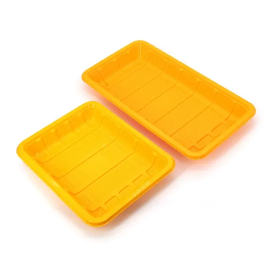 colorful plastic tray, yellow ps tray, gray pp tray