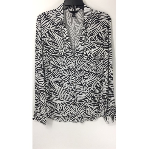 Ladies' Shirts Black and White Striped Animal Print Shirt Supplier