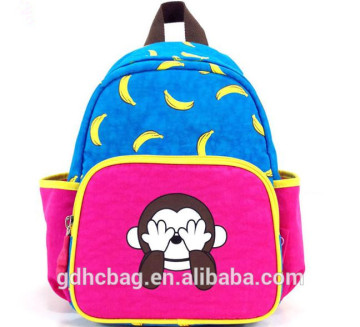Coloful Polyester Kid's School Backpack with Monkey Pictures for Promotion