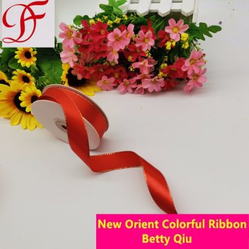Hot Selling Popular Christmas Satin Ribbon with Gold /Silver Line