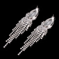 Gold Crystal Rhinestone Dangle Earring Tassel Jewelry