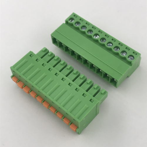 10 pin 12-24 AWG pluggable spring terminal block