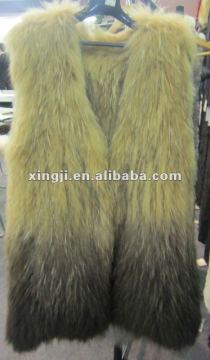 real knitted raccoon fur vest no sleeves dyed color fashion design